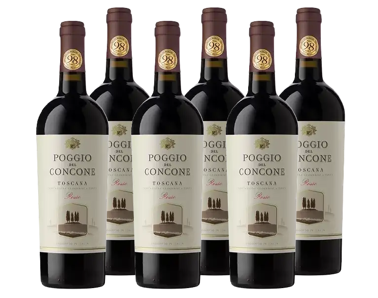 Paket mit 6 Flaschen Poggio del Concone Toscana IGT 2019 Rotwein Svinando DE