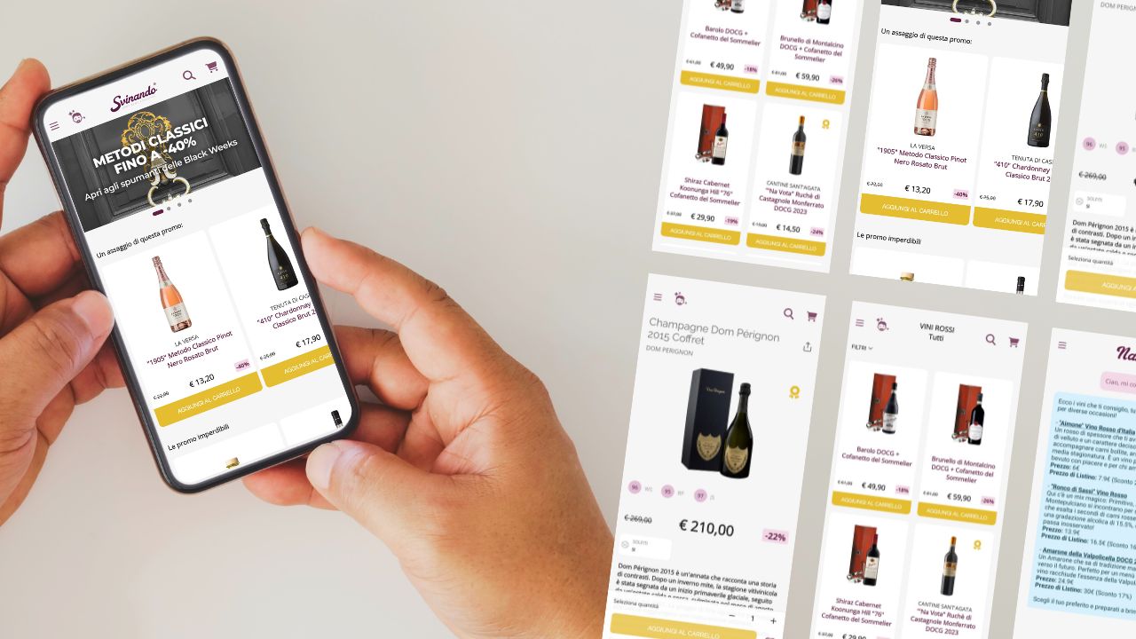 Bildschirm der App Svinando mit der Auswahl der verf�gbaren Weine